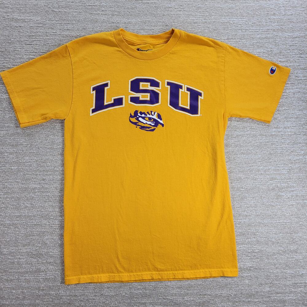 Champion LSU Tigers Gold T-Shirt Unisex Small Eye of the Tiger Graphic Tee